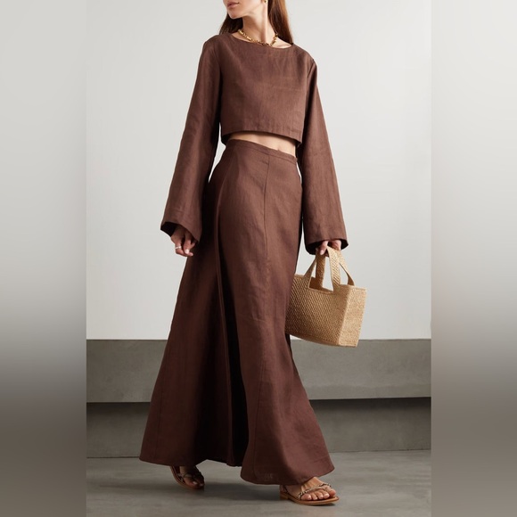 Faithfull the Brand Dresses & Skirts - FAITHFULL THE BRAND X MONIKH
Menorca cropped linen top chocolate brown- 6